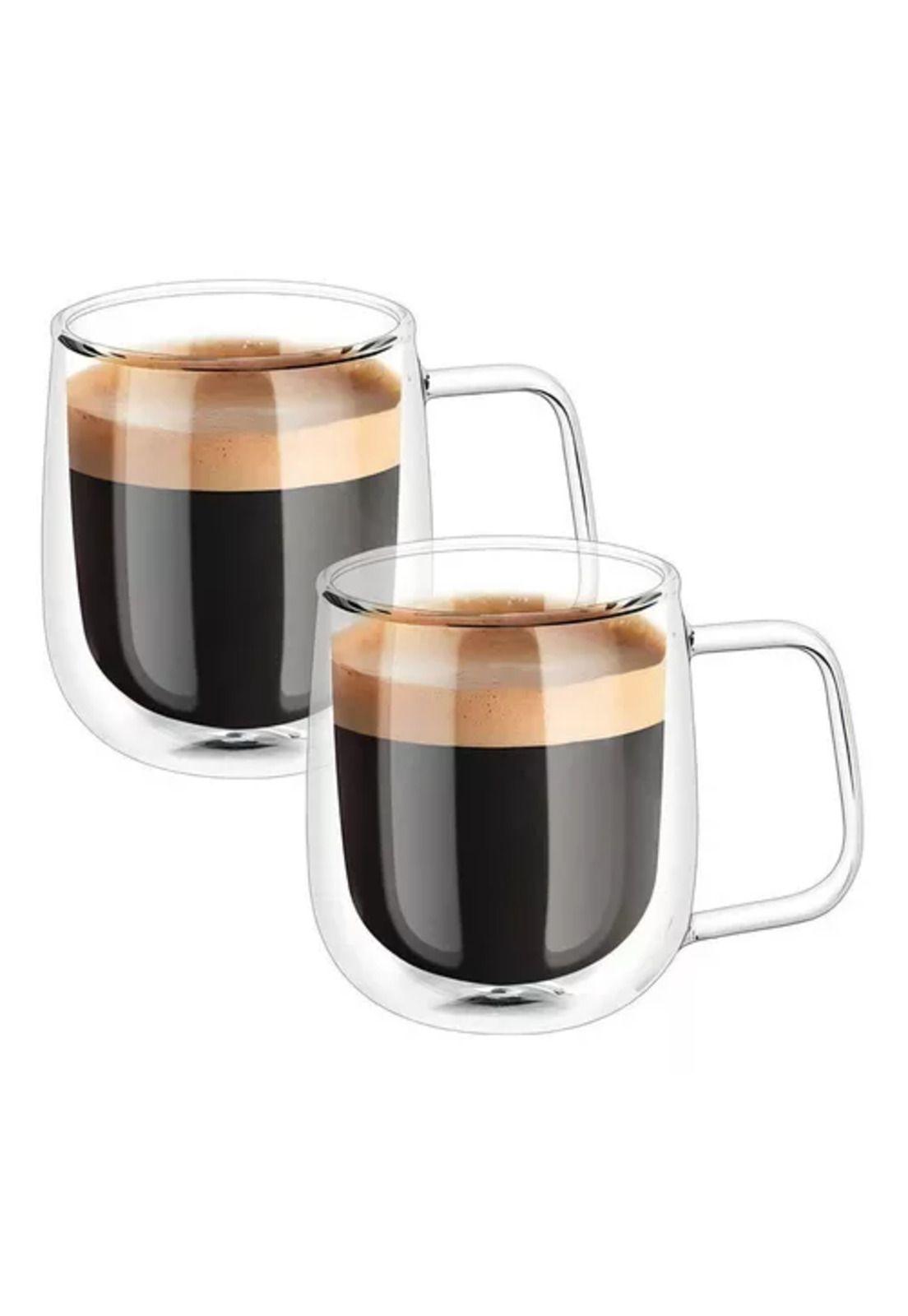 Pack de 2 tazas de doble pared, vidrio, 250 ml, para café, té, capuchino-0