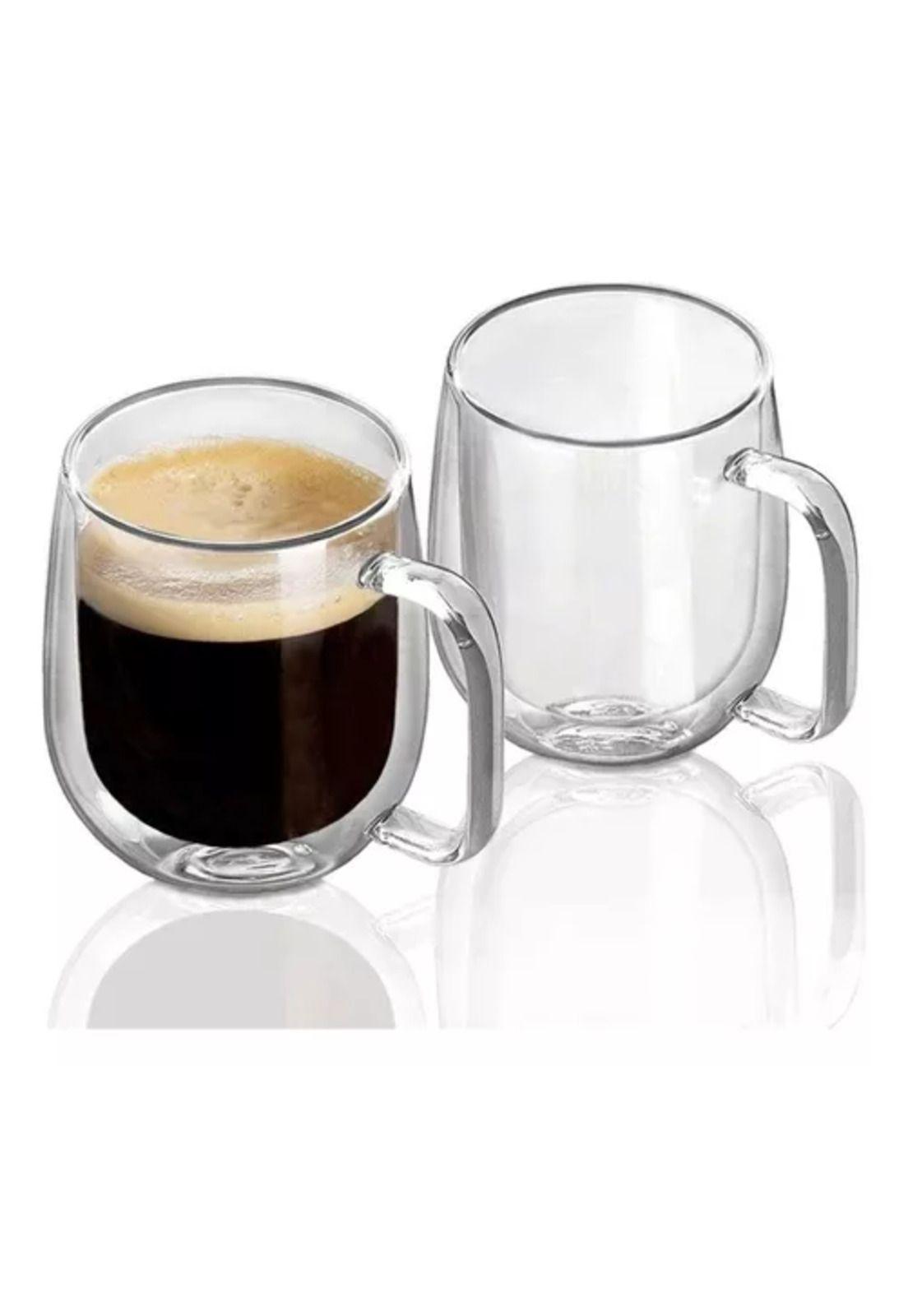 Pack de 2 tazas de doble pared, vidrio, 250 ml, para café, té, capuchino-1