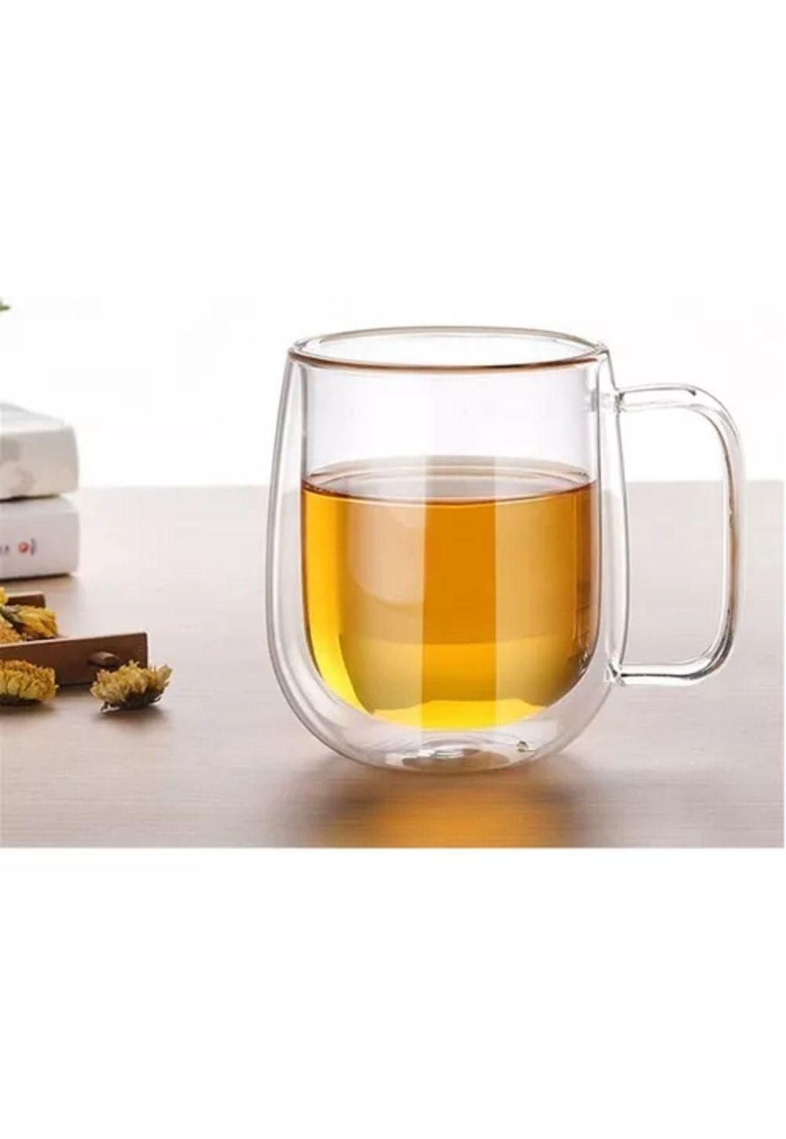 Pack de 2 tazas de doble pared, vidrio, 250 ml, para café, té, capuchino-2