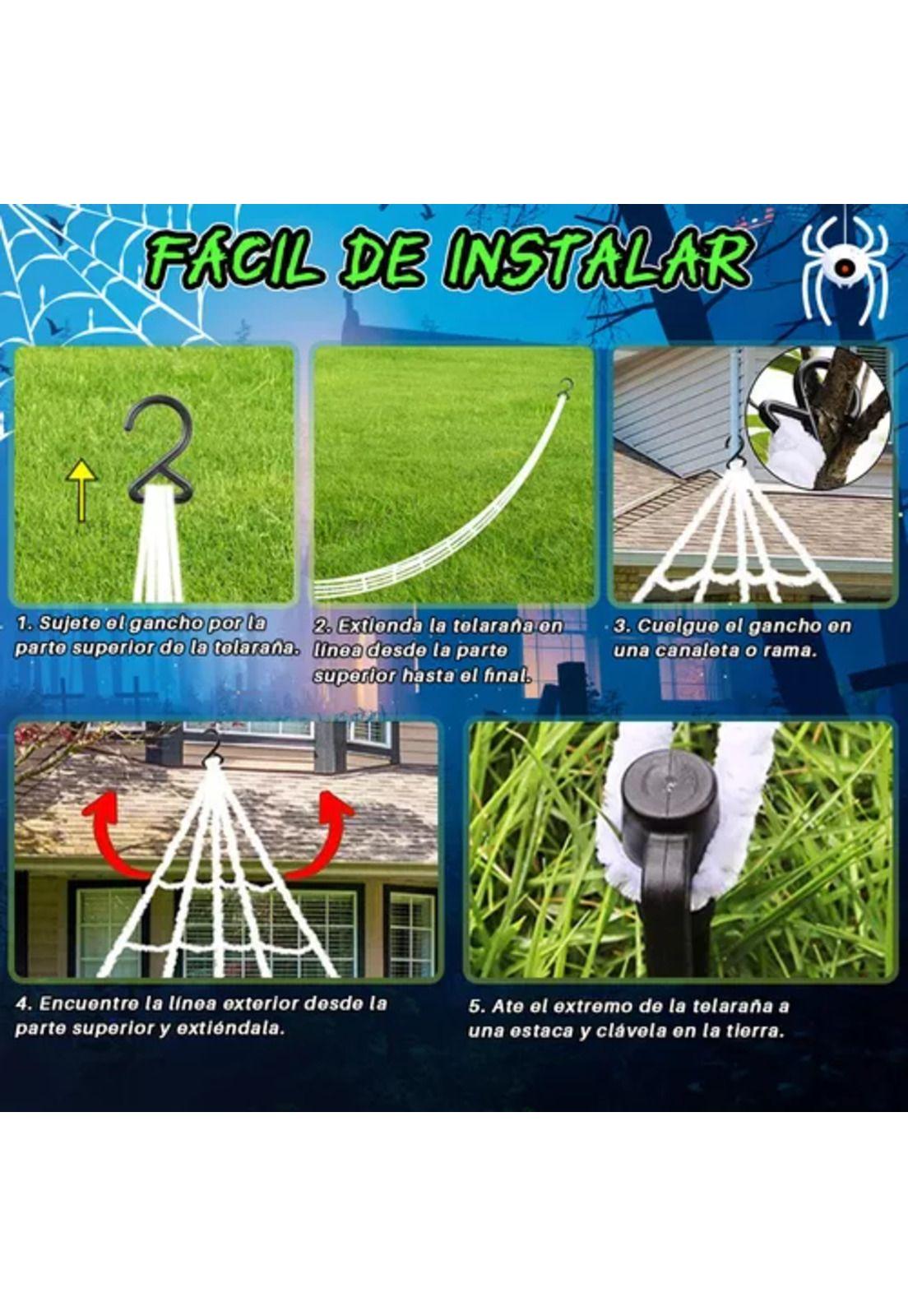 Telaraña Halloween de 7 metros, tela de araña gigante para decoración exterior-2