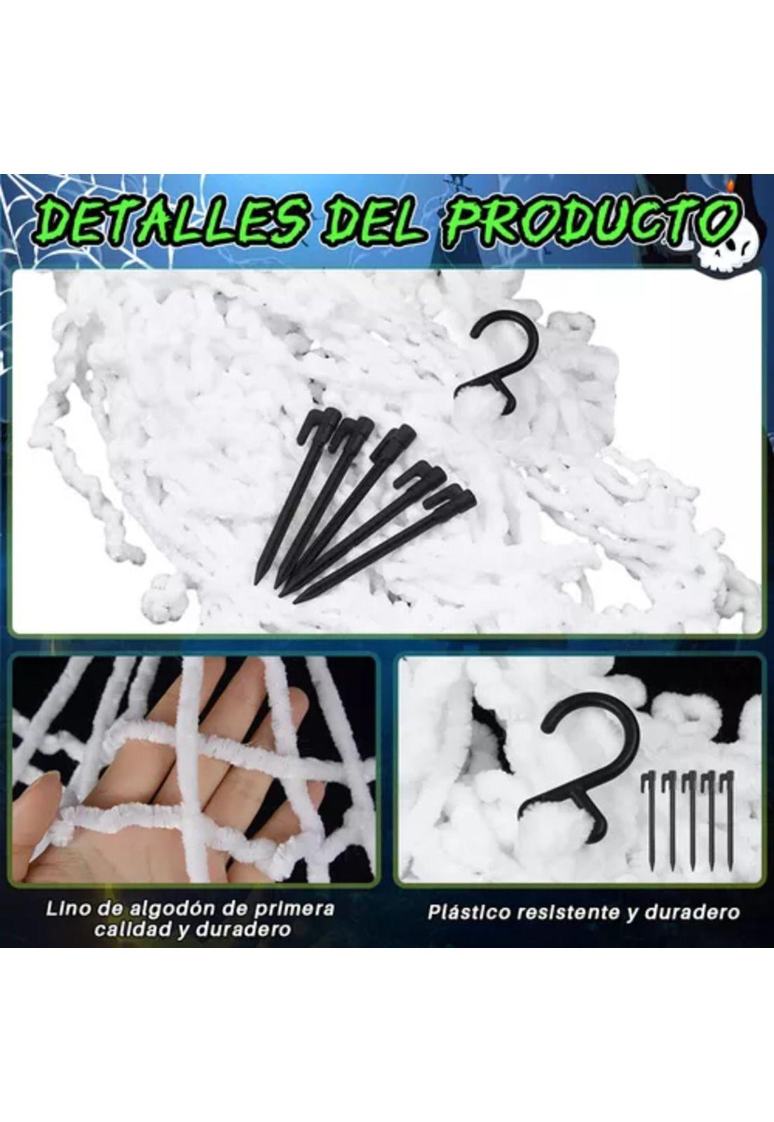 Telaraña Halloween de 7 metros, tela de araña gigante para decoración exterior-3