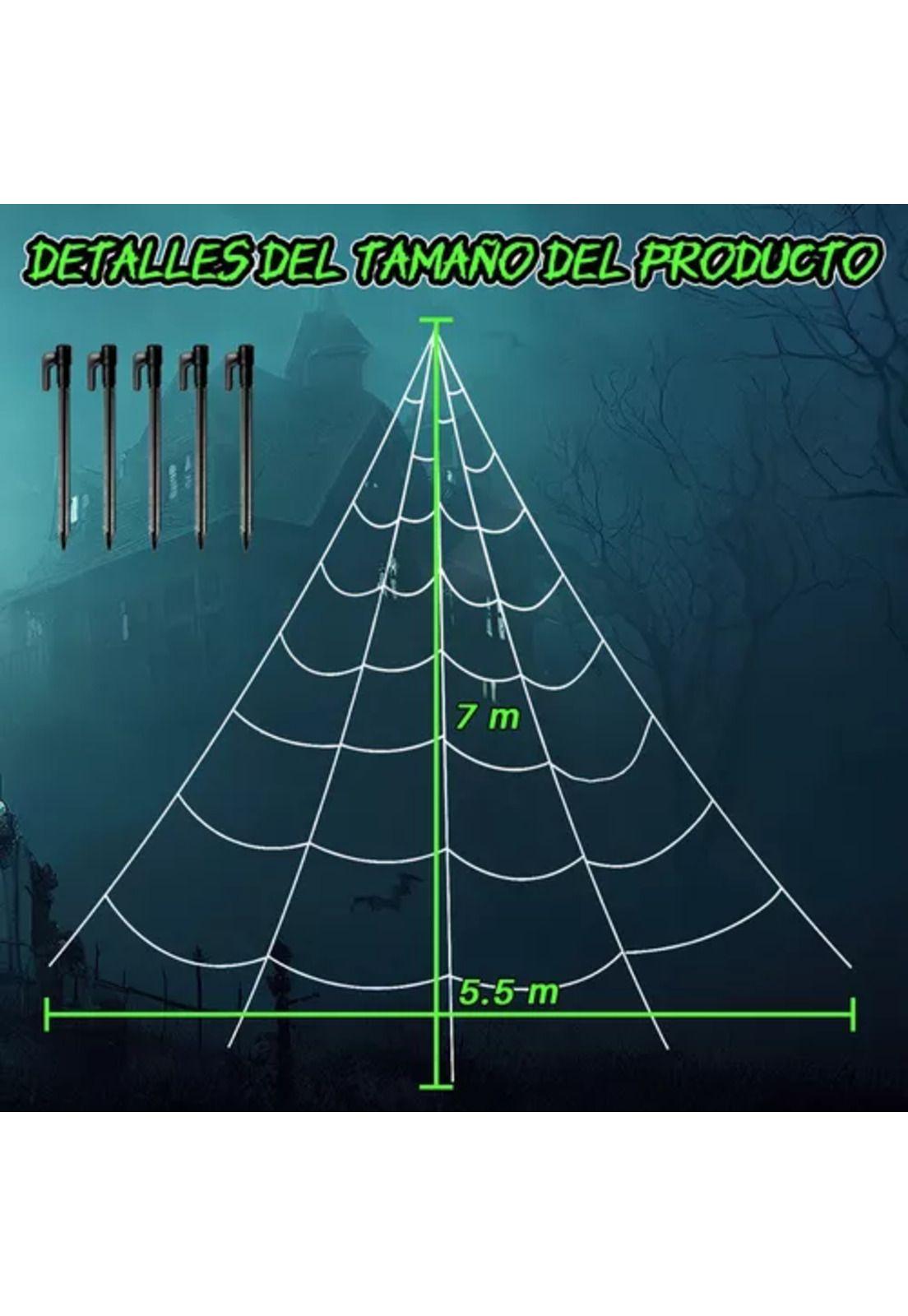 Telaraña Halloween de 7 metros, tela de araña gigante para decoración exterior-4