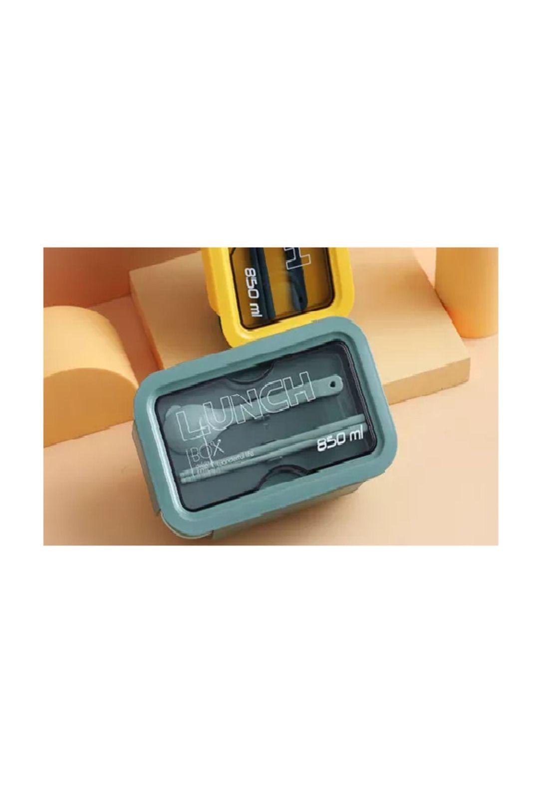 Lonchera lunchbox de 2 niveles con cuchara y palitos de sushi, 850 ml, color verde-2