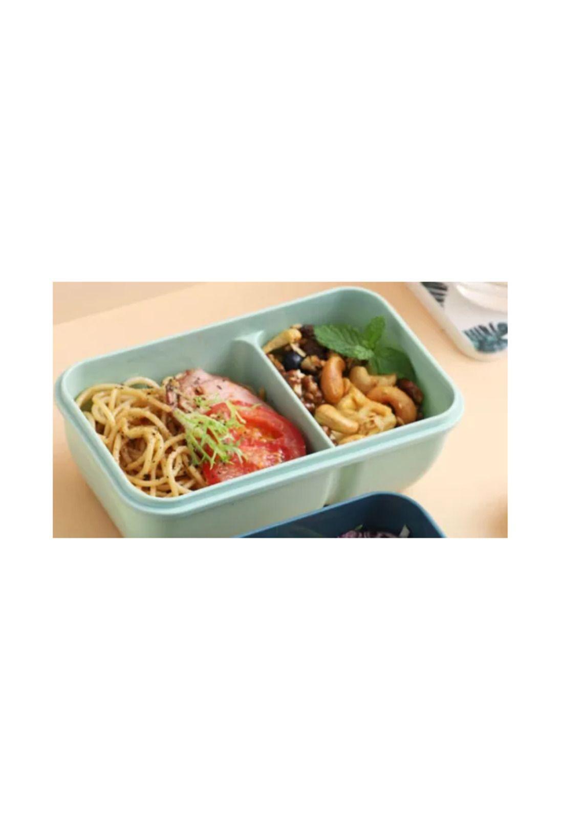 Lonchera lunchbox de 2 niveles con cuchara y palitos de sushi, 850 ml, color verde-3