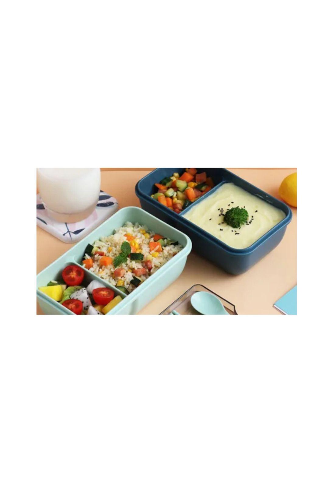 Lonchera lunchbox de 2 niveles con cuchara y palitos de sushi, 850 ml, color verde-4