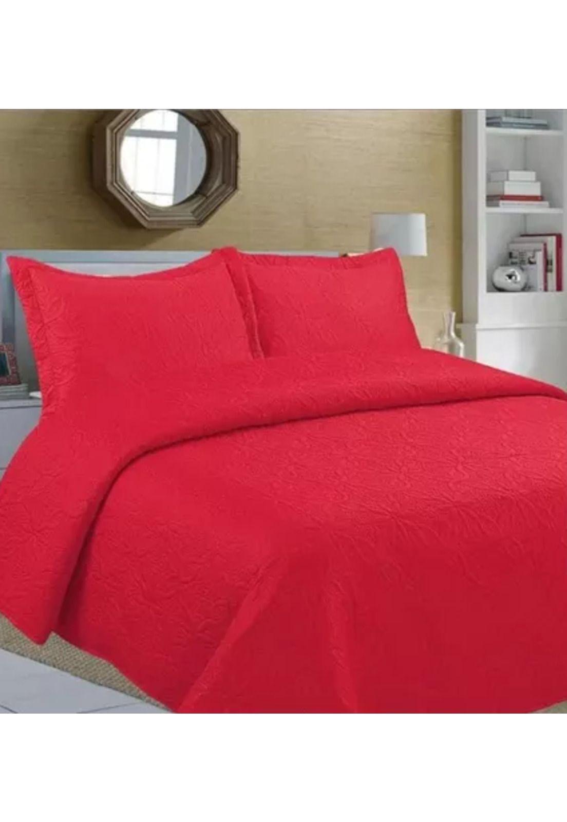 Cubrecama de verano 2 plazas, lisos, color rojo-2