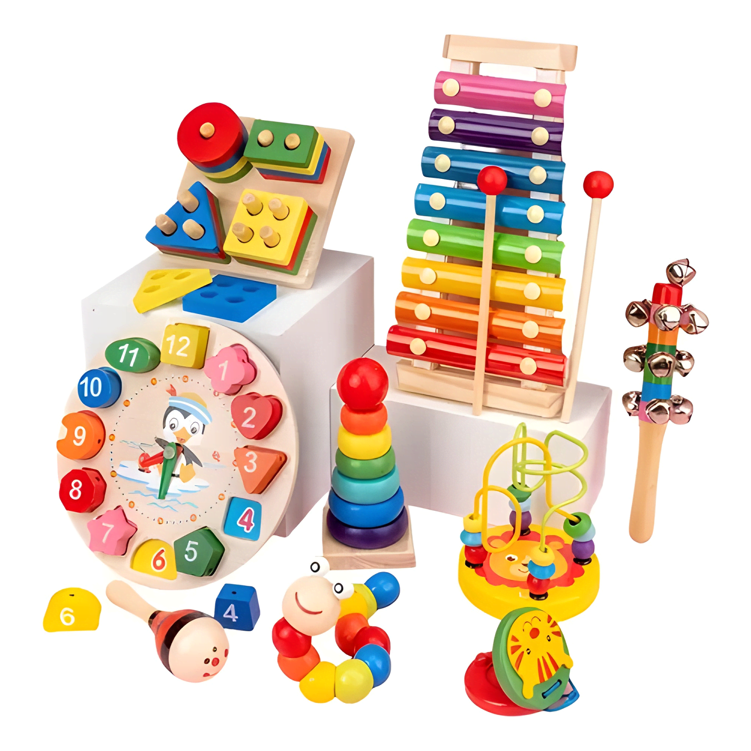 Juguetes aprendizaje de madera didáctico para niños bebés #6-0