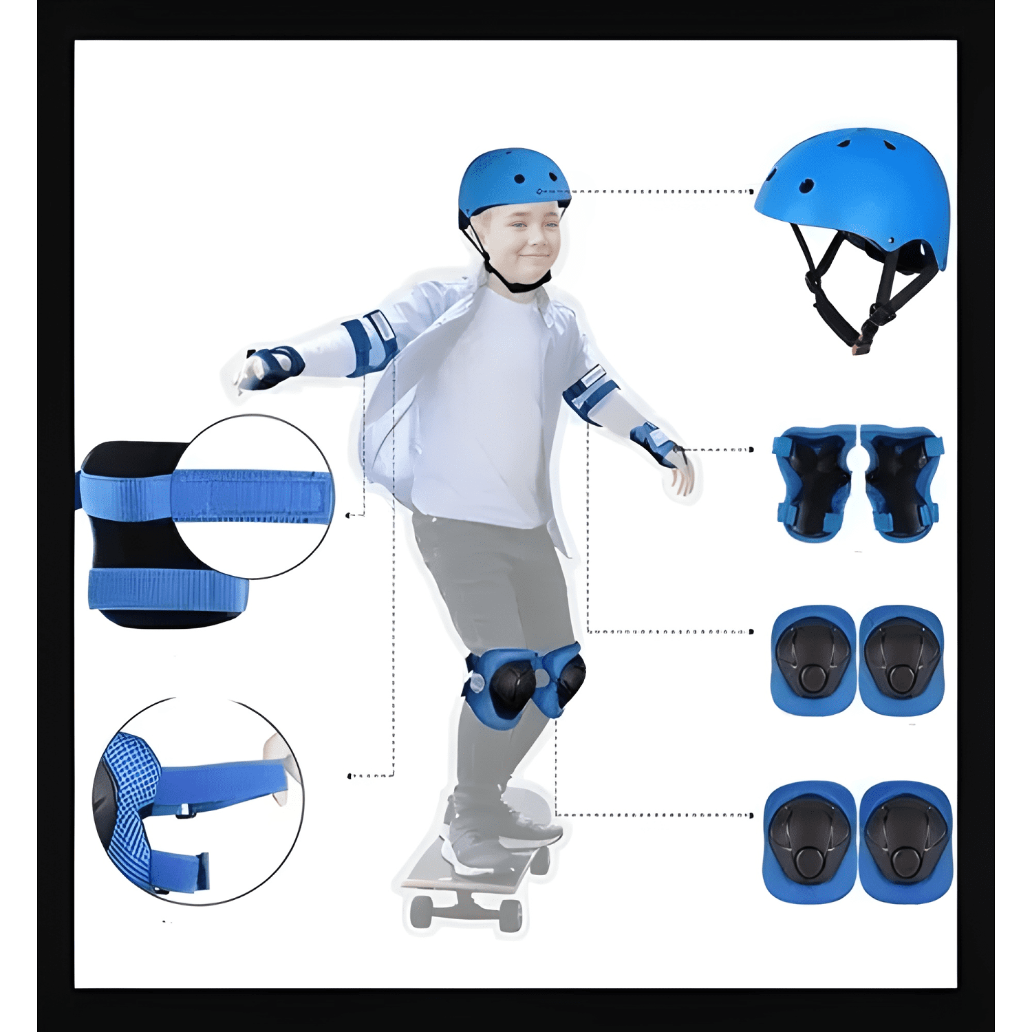 Kit protección de patín con casco niño rodillera codera-1