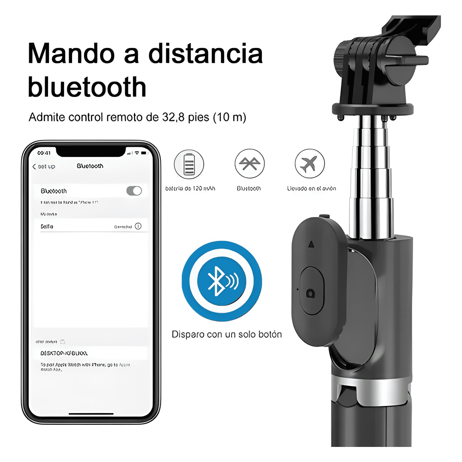 Palo Selfie Trípode Bluetooth Para Celular Con Control Negro-2
