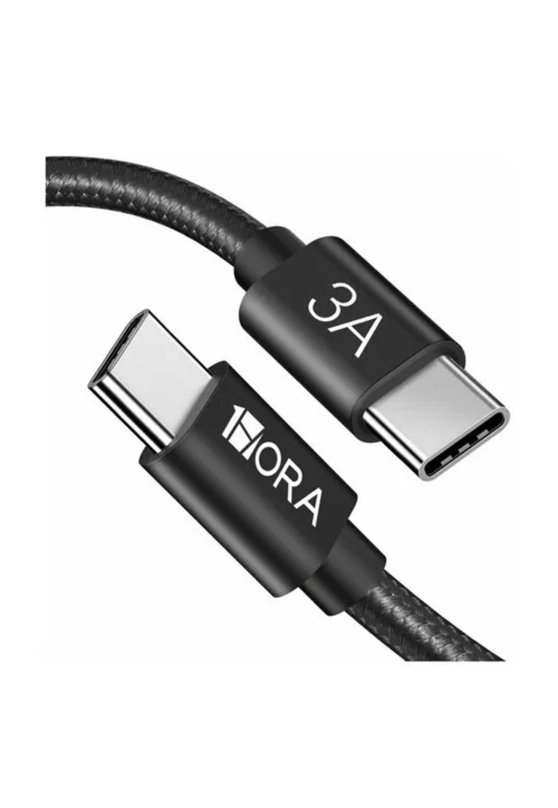 Cable tipo C a tipo C carga rápida 60W nylon trenzado 3A 1m negro-0