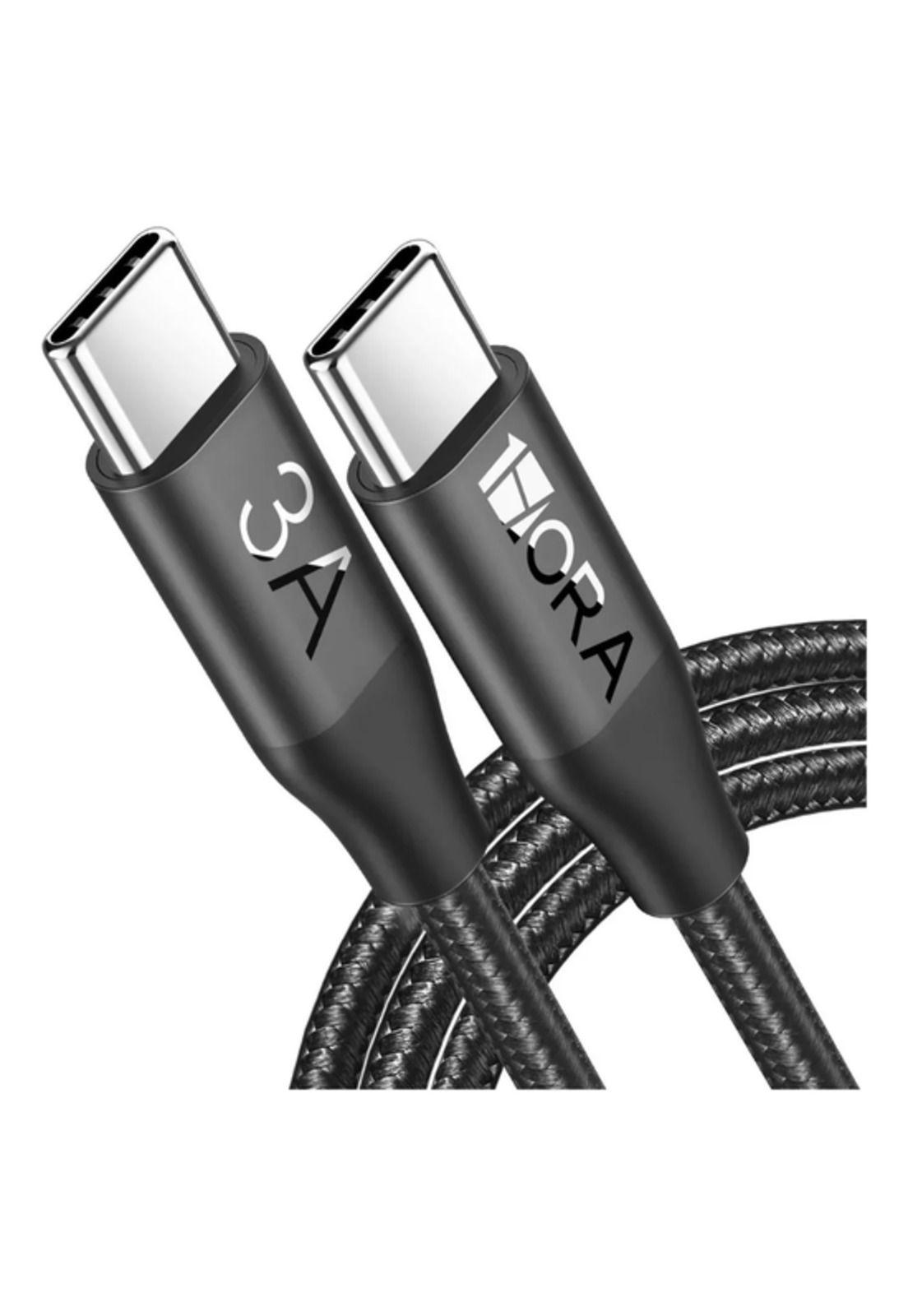 Cable tipo C a tipo C carga rápida 60W nylon trenzado 3A 1m negro-1