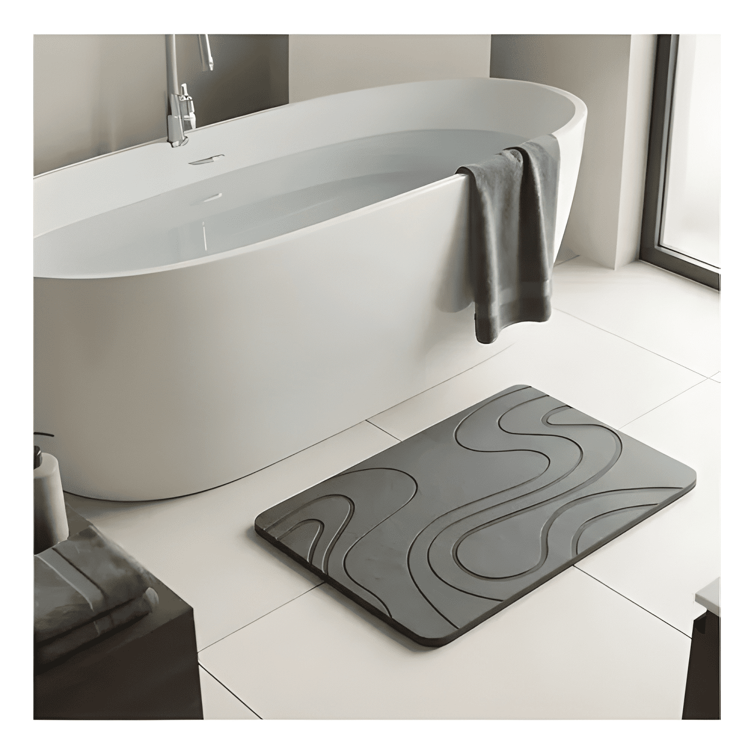 Salida De Baño Diatomita 40x60 Cm Antideslizante Gris #7-4