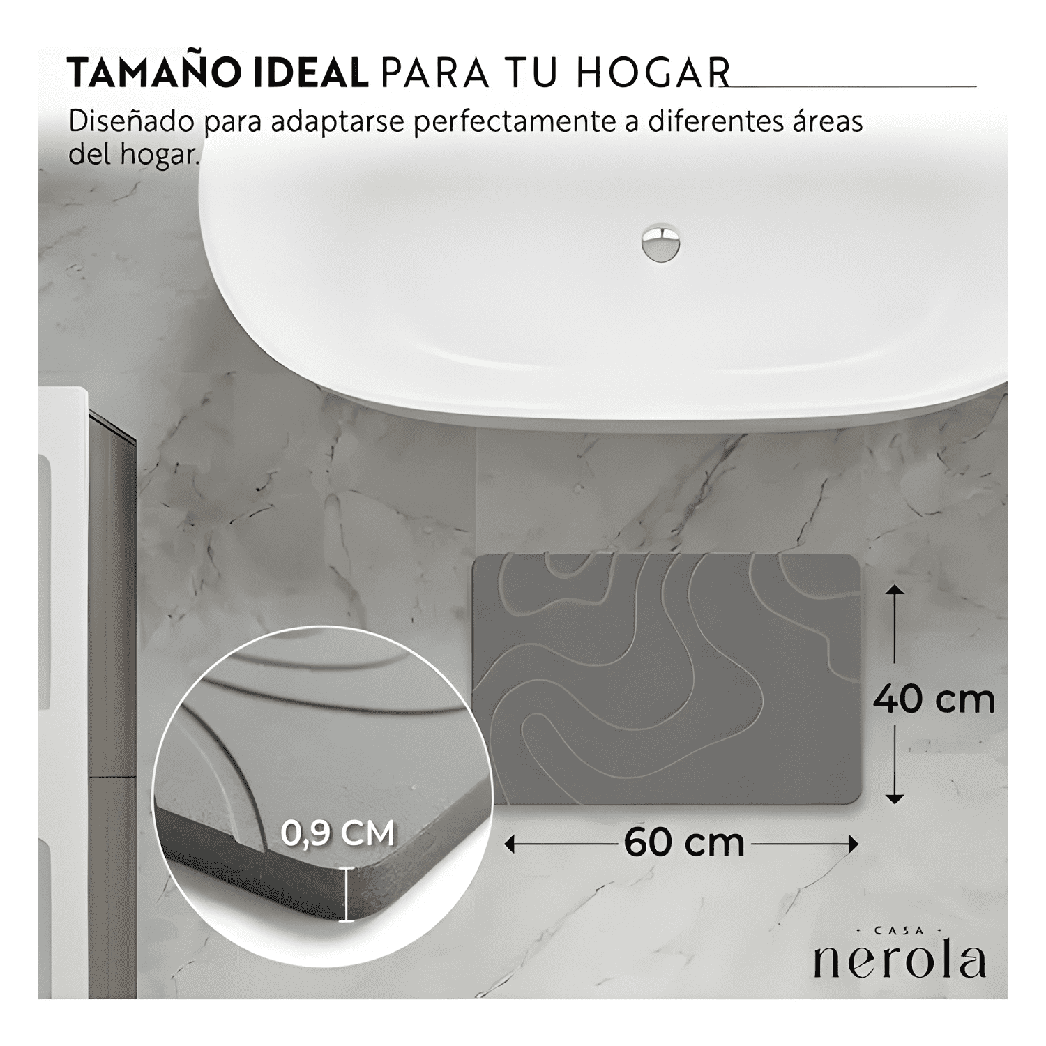 Salida De Baño Diatomita 40x60 Cm Antideslizante Gris #7-0
