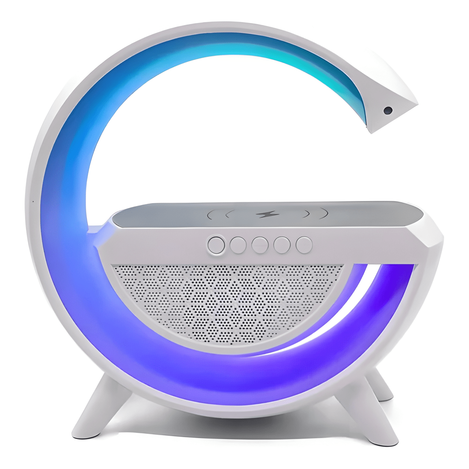 Caja sonido, lámpara, altavoz g, reloj multifuncional Blanco-1