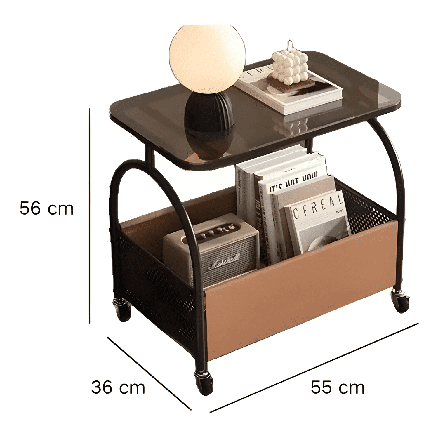 Mesa De Centro Auxiliar Decorativa Living Vidrio Negro-4