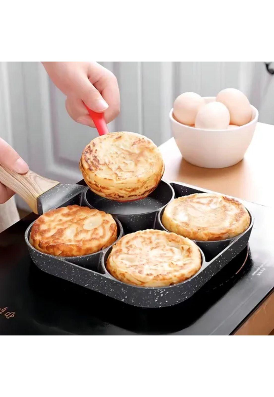 Sartén multiusos con 4 divisiones para huevos, hamburguesas y hot cakes, gris-4