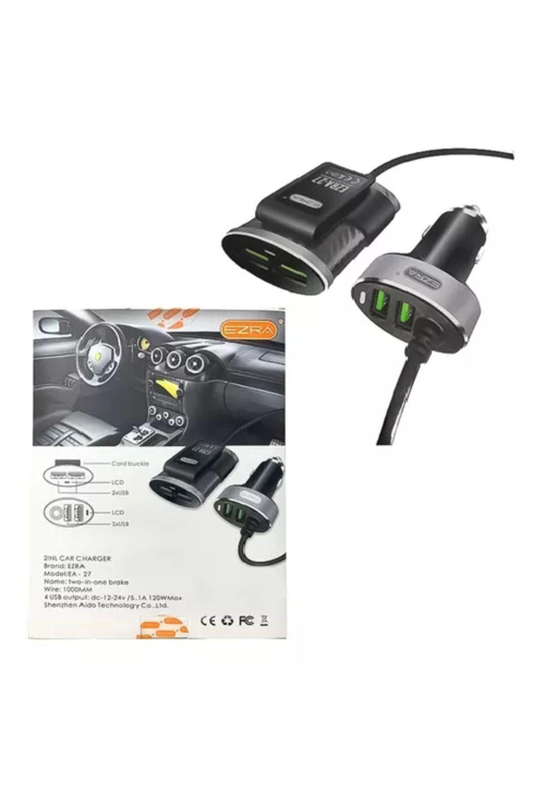 Cargador USB auto con alargador 4 puertos 1 metro-5