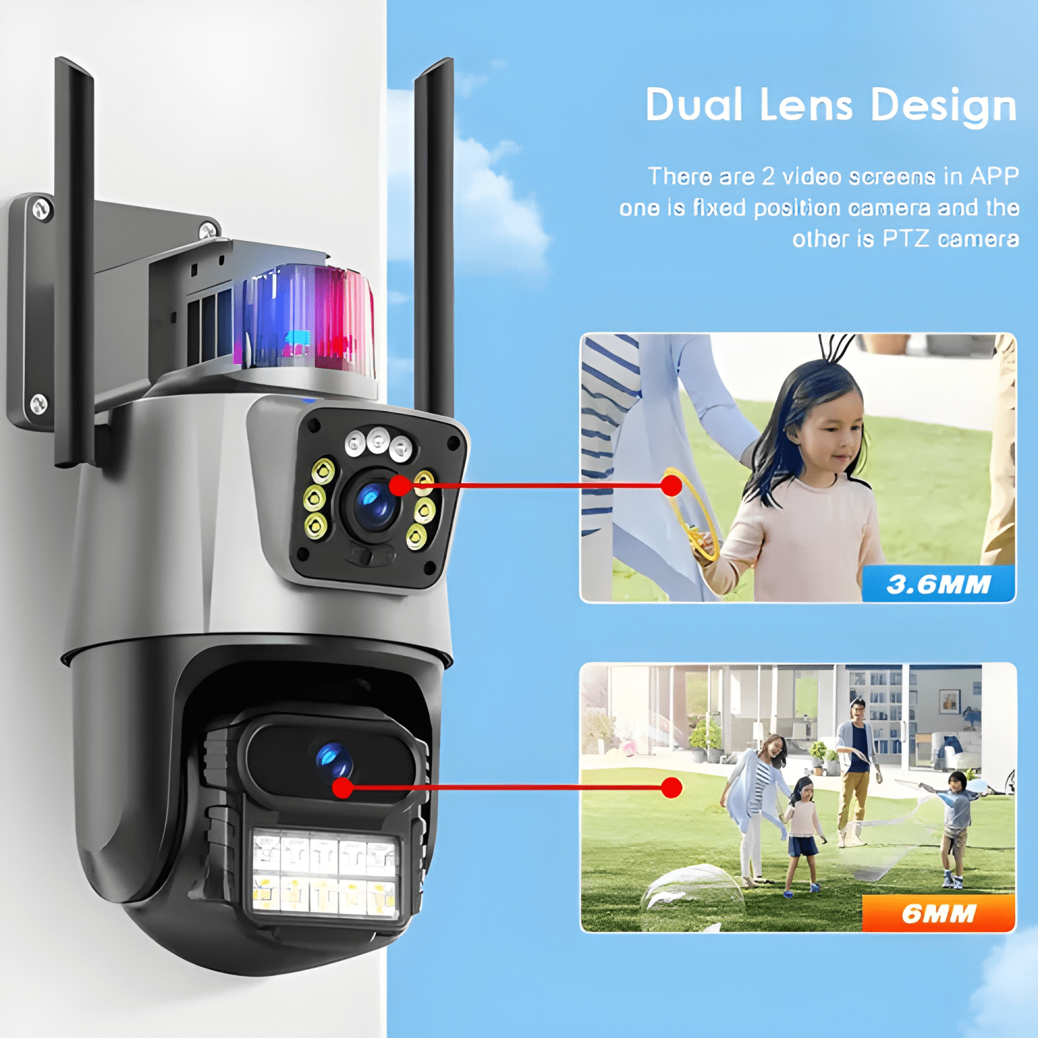 Cámara Vigilancia Wifi Exterior 2k 4mp Doble Lente Gris-4