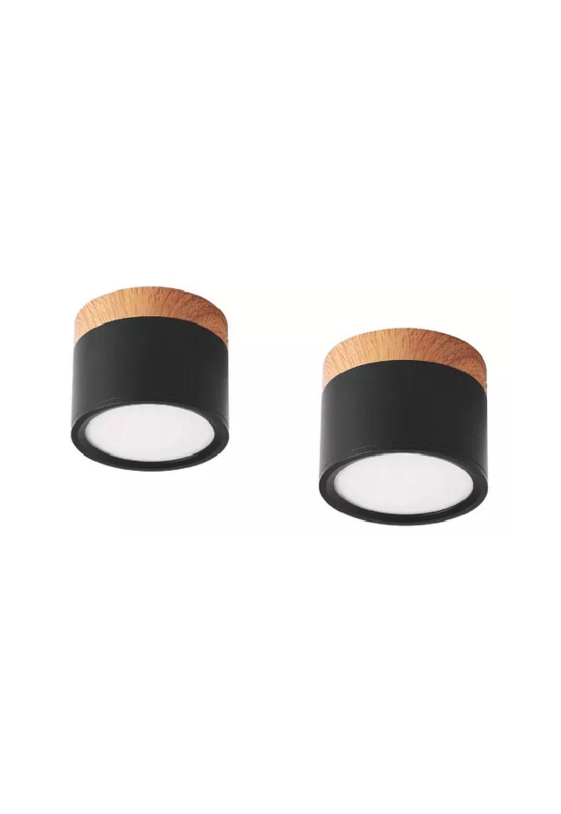Pack 2 focos sobrepuesto 7w decorativo madera led café-2