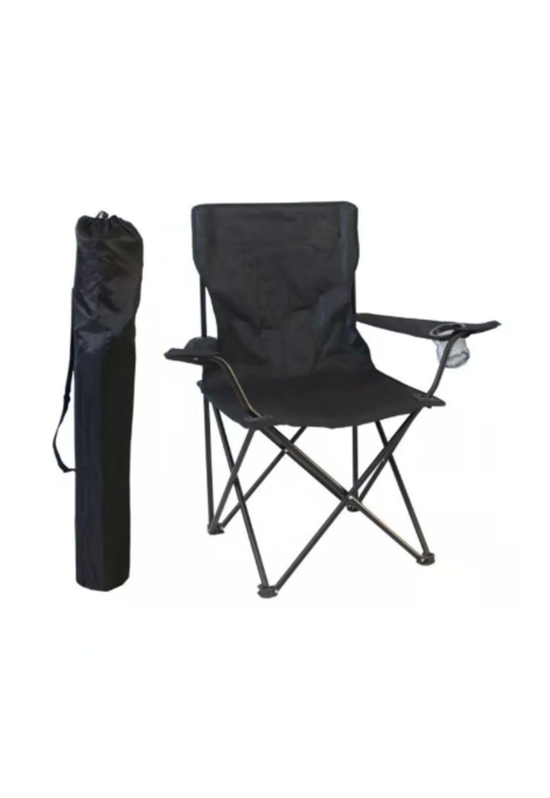 Silla plegable con porta vaso color negro-2