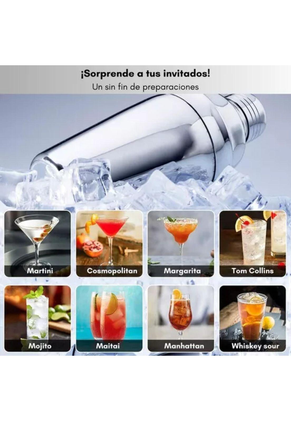 Coctelera set bartender bar 23 piezas inoxidable 750 ml-3