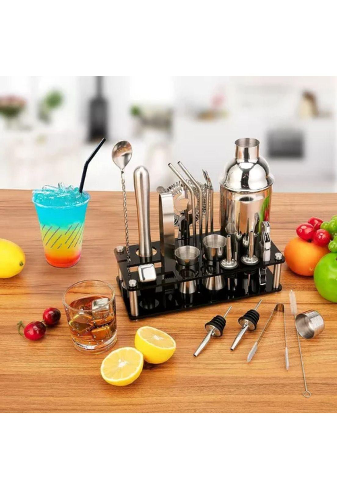 Coctelera set bartender bar 23 piezas inoxidable 750 ml-5