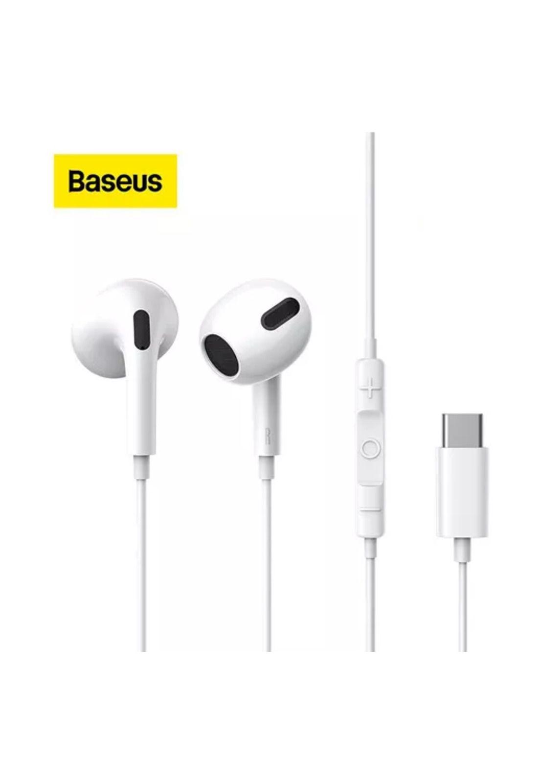 Audífonos con cable Baseus tipo C con micrófono para Xiaomi blanco-0