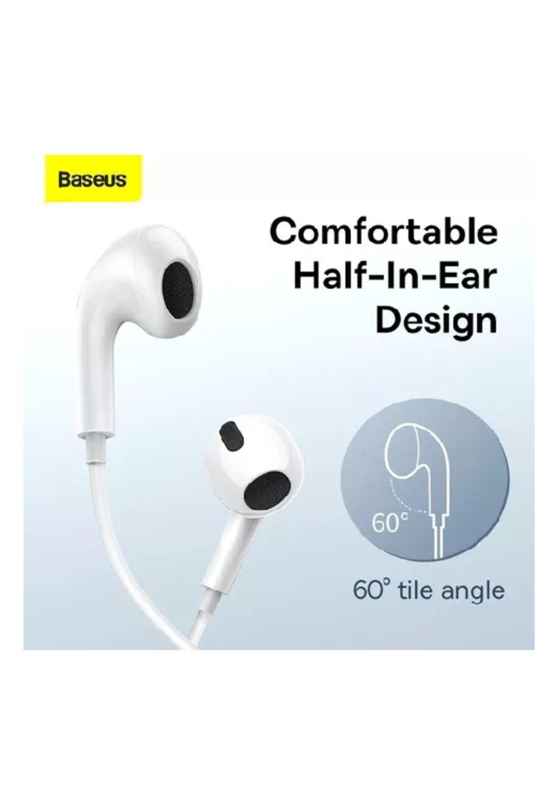 Audífonos con cable Baseus tipo C con micrófono para Xiaomi blanco-1