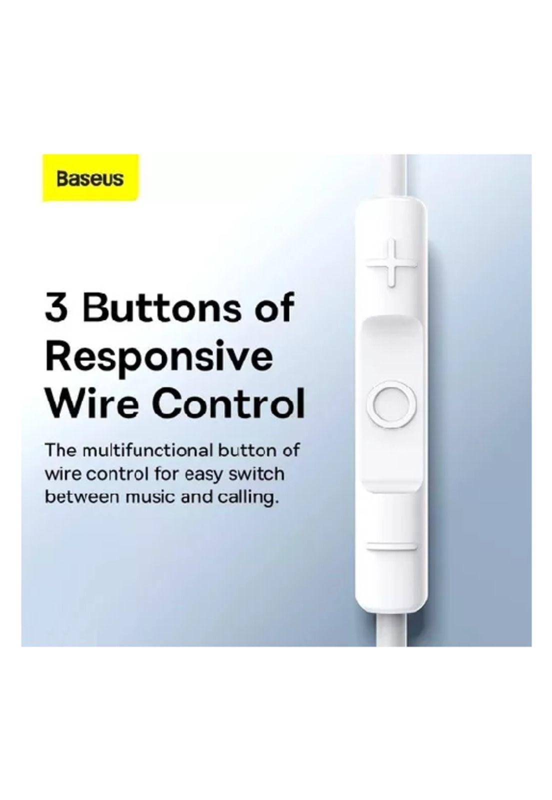 Audífonos con cable Baseus tipo C con micrófono para Xiaomi blanco-2