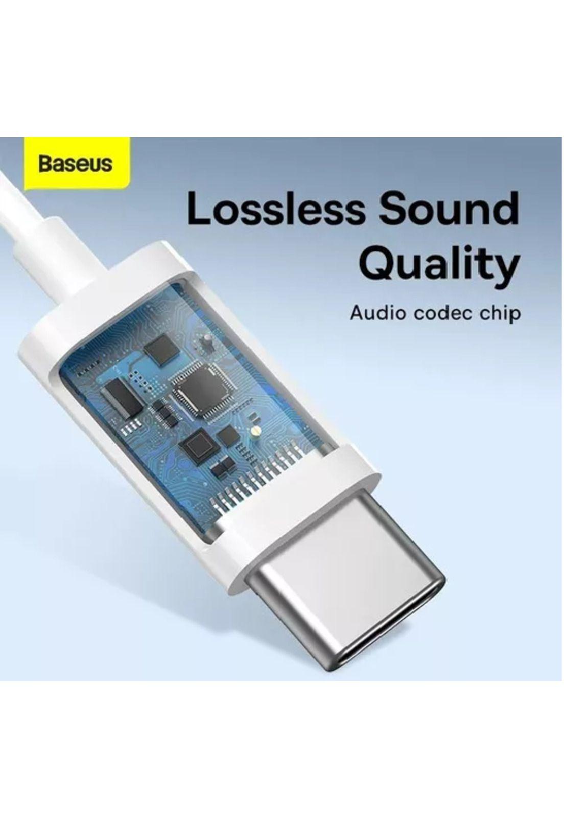 Audífonos con cable Baseus tipo C con micrófono para Xiaomi blanco-4