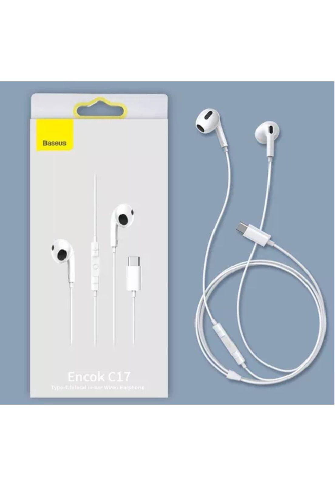 Audífonos con cable Baseus tipo C con micrófono para Xiaomi blanco-7