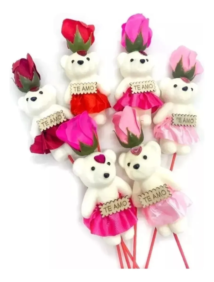 Rosas con oso 6 uds regalo san valentín-1