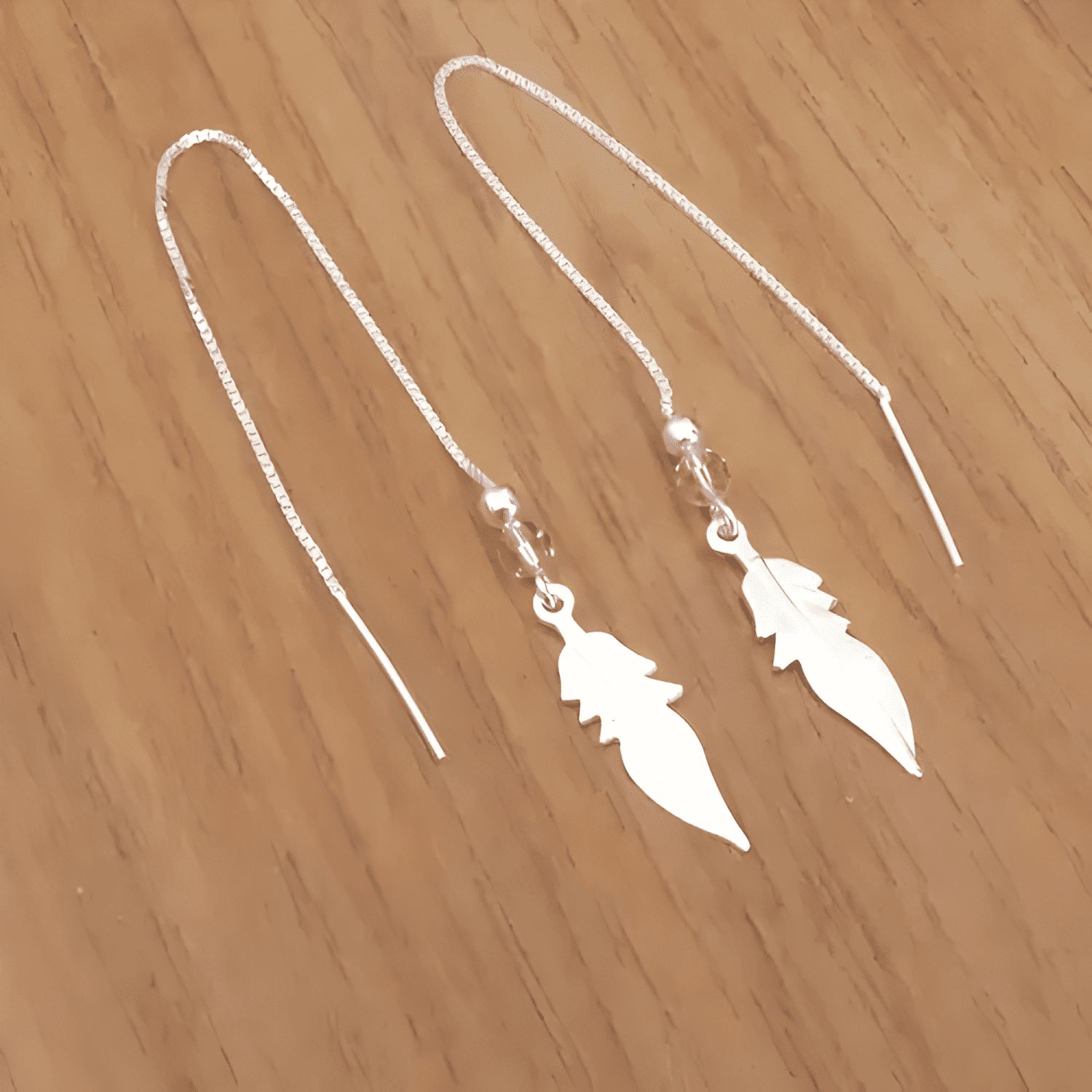 Aros De Plata 925 Plumas Con Cristal-2