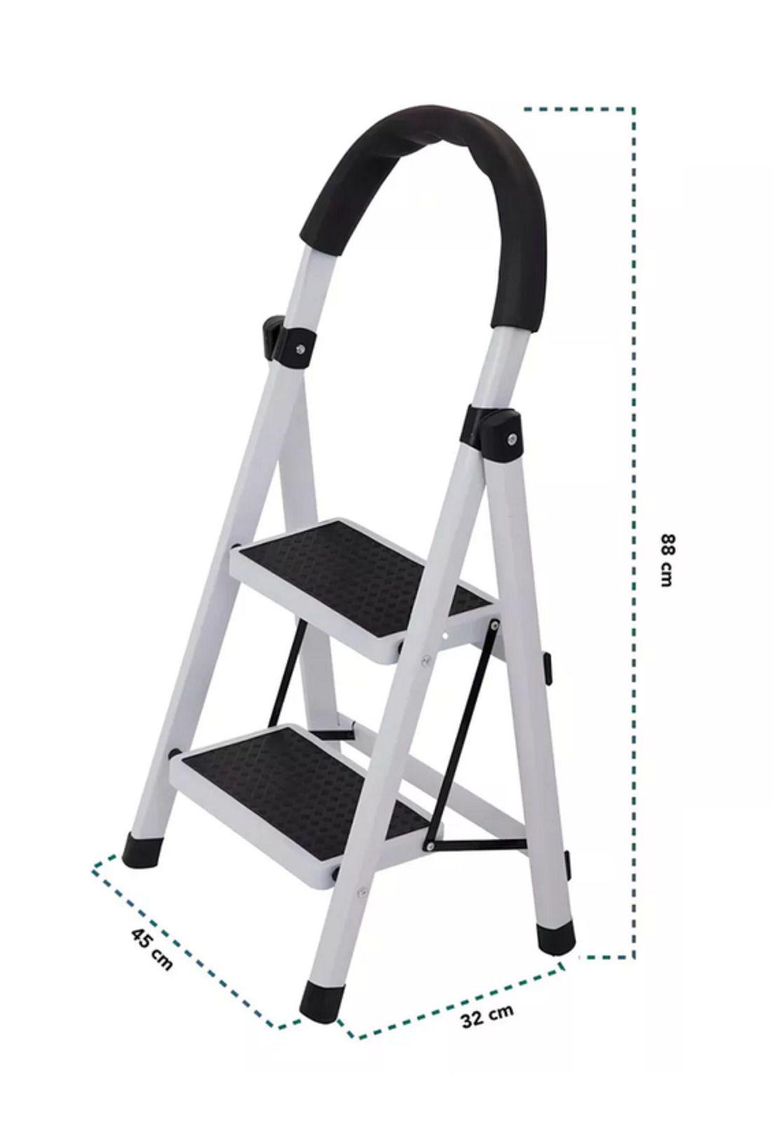 Escalera de acero plegable con 2 escalones color negro-3
