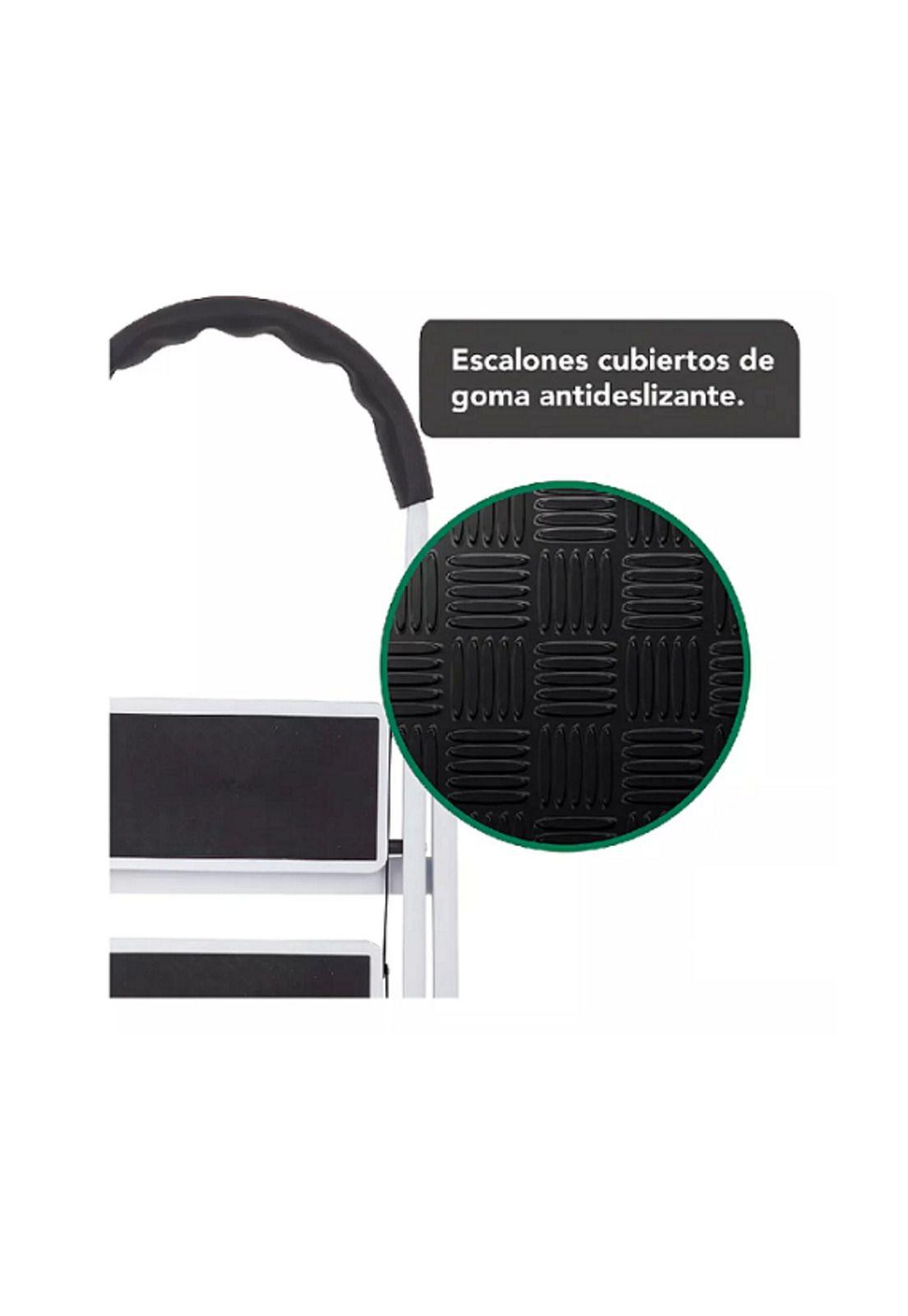 Escalera de acero plegable con 2 escalones color negro-5