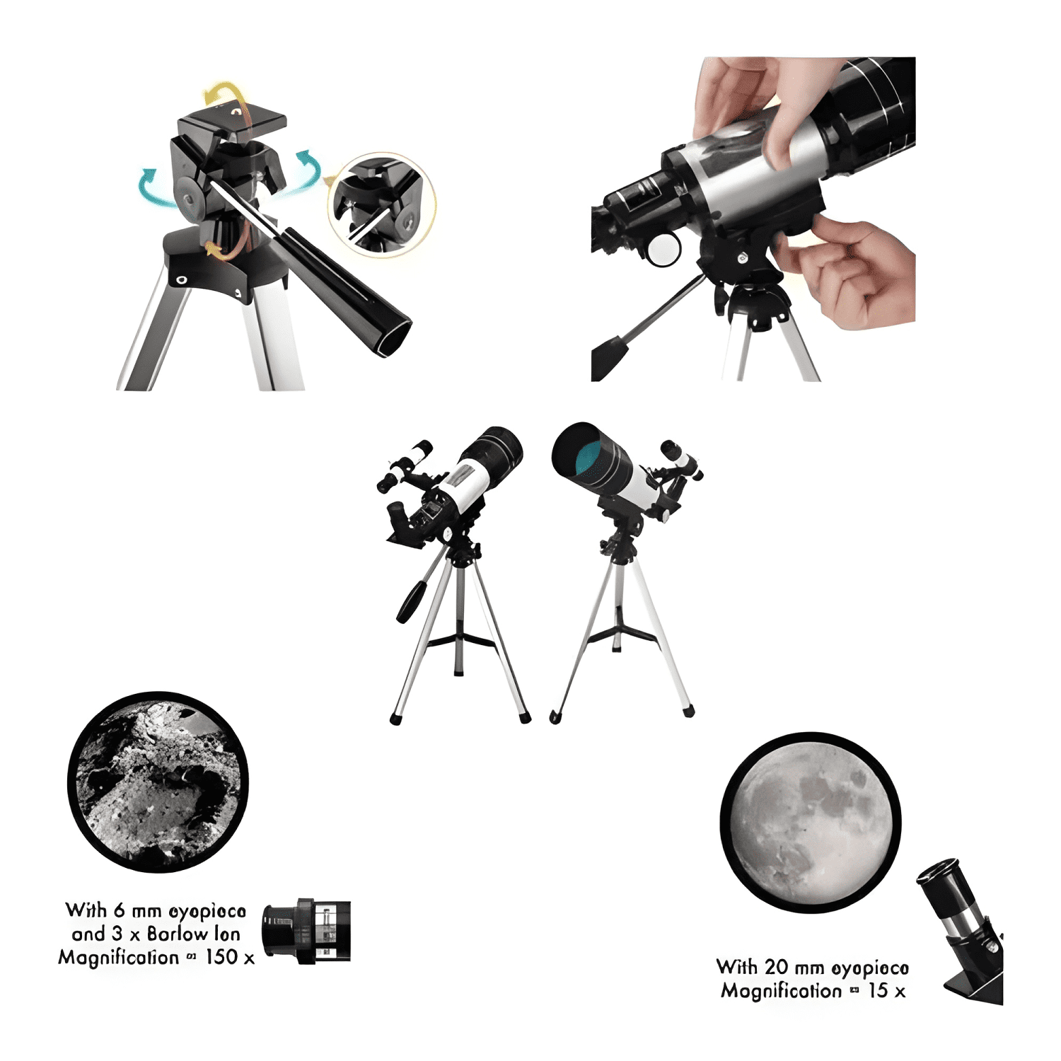 Telescopio Monocular Astronómico Profesional F30070m-3