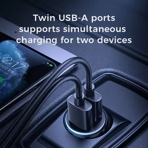 Cargador rápido para automóvil doble puerto USB 5V 31A negro-4
