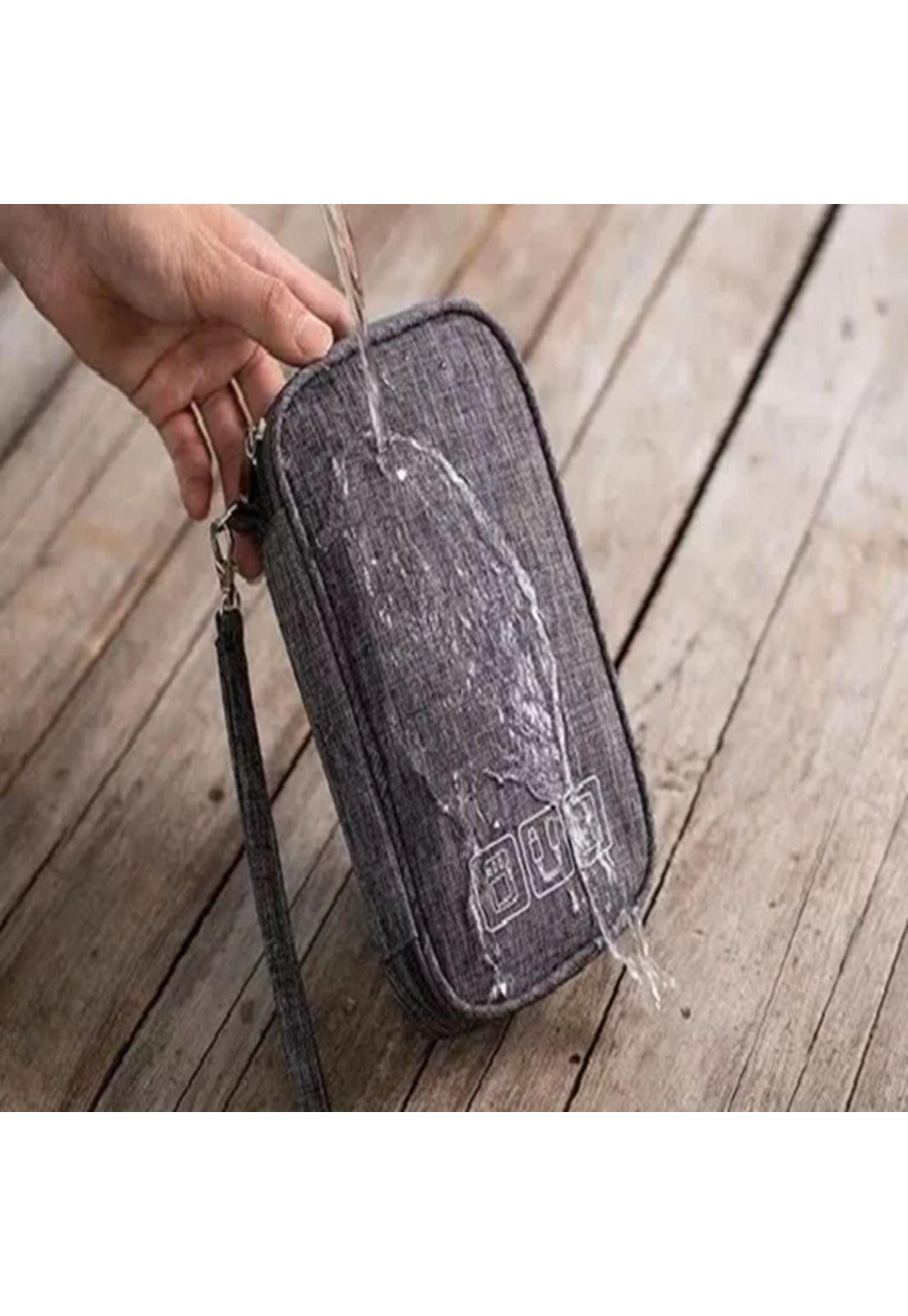 Bolso viaje cable accesorios digital organizador impermeable gris-2