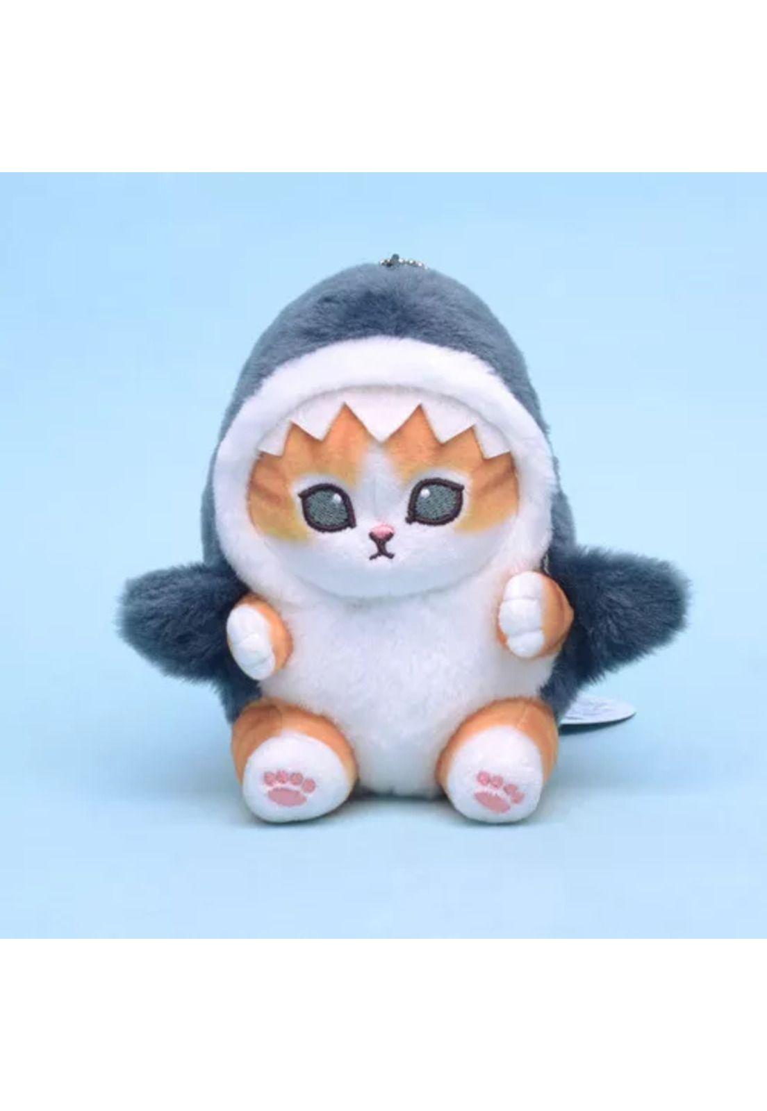 Llavero con colgante de muñeco de peluche, bonito gato tiburón, color tiburón-2