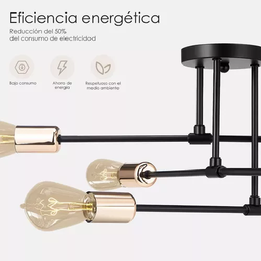 Lámpara de techo colgante moderna 6 focos color negro-3
