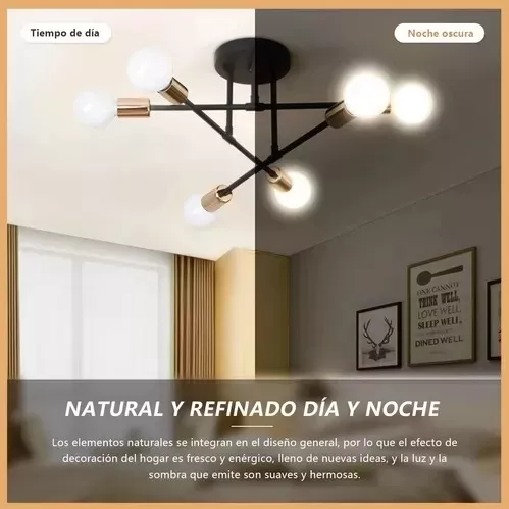 Lámpara de techo colgante moderna 6 focos color negro-6