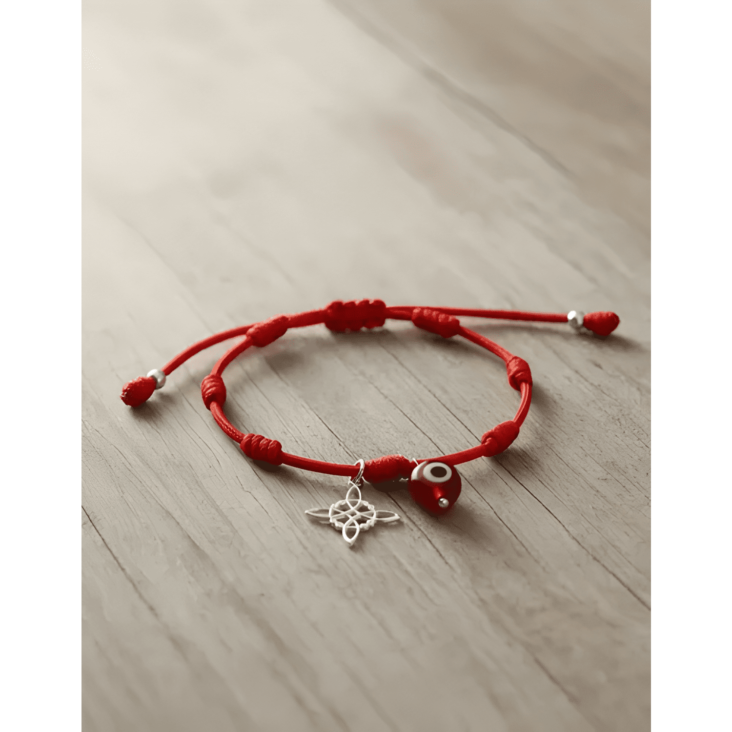 Pulsera plata 925 san benito nudo de brujas siete nudos Roja-2