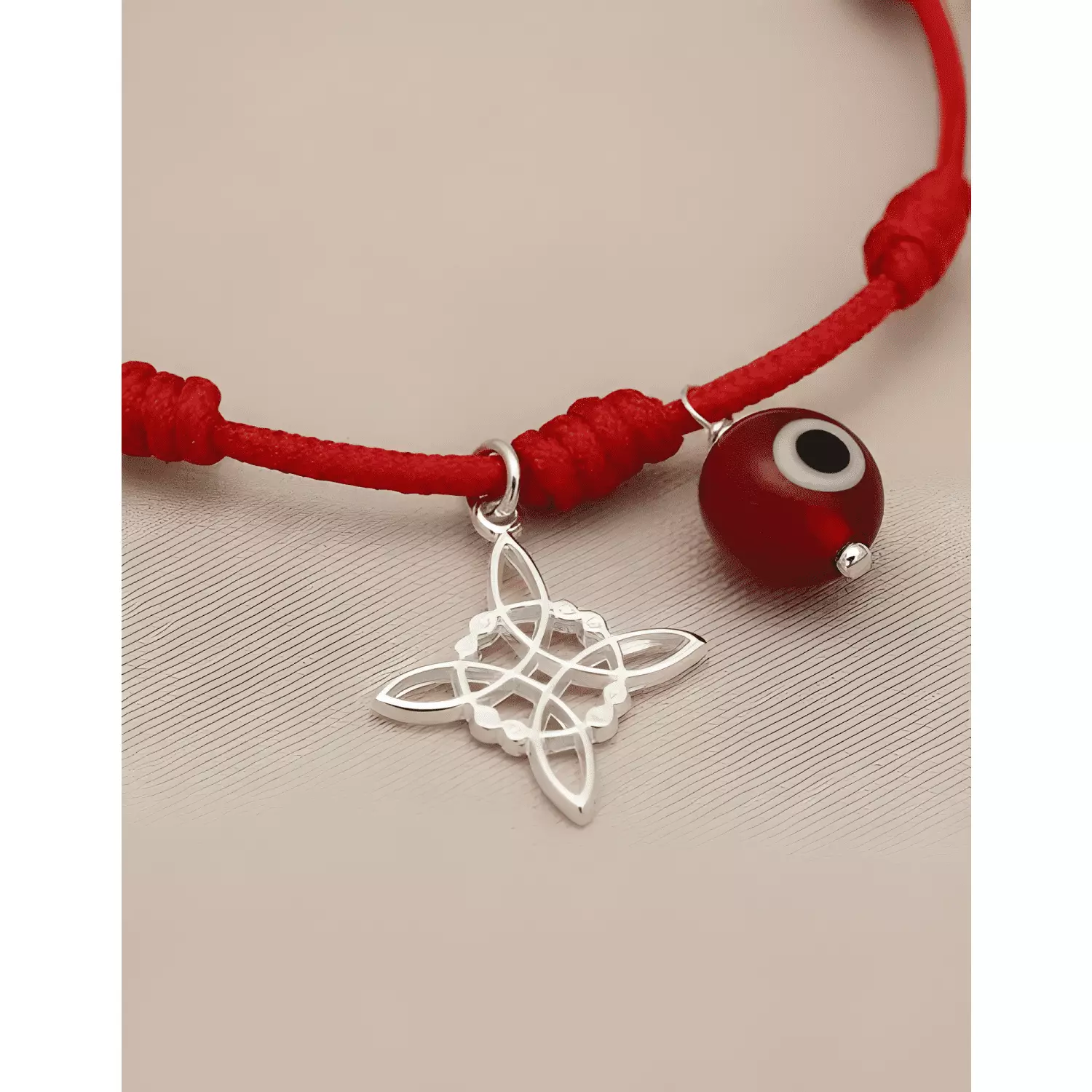 Pulsera plata 925 san benito nudo de brujas siete nudos Roja-4