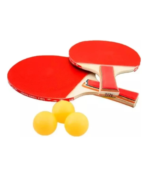 Kit Par De Raquetas De Pin Pon Con 3 Pelotas-0