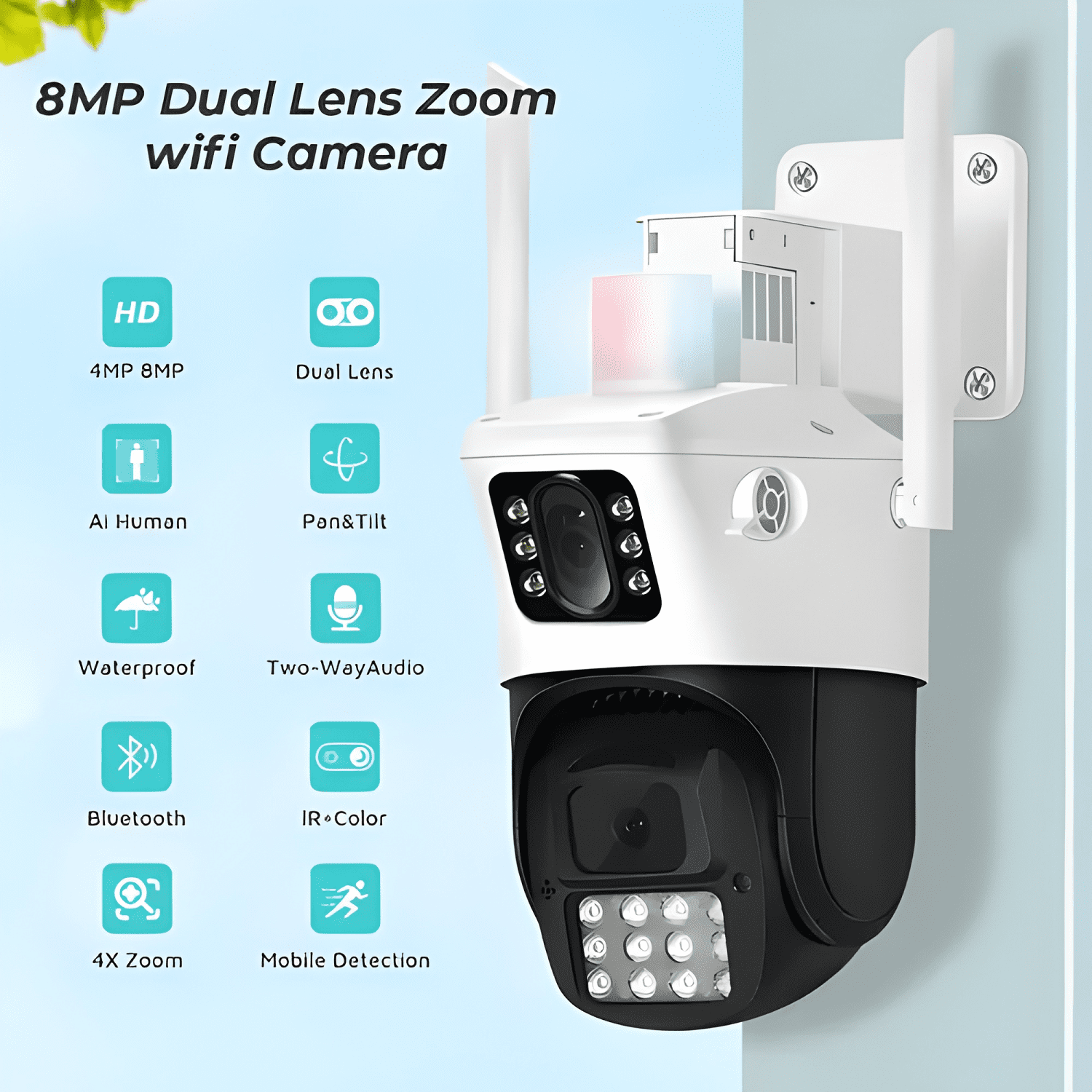 Camara de Seguridad 4k Exterior Pantalla Duall 8mp/3lxm-2