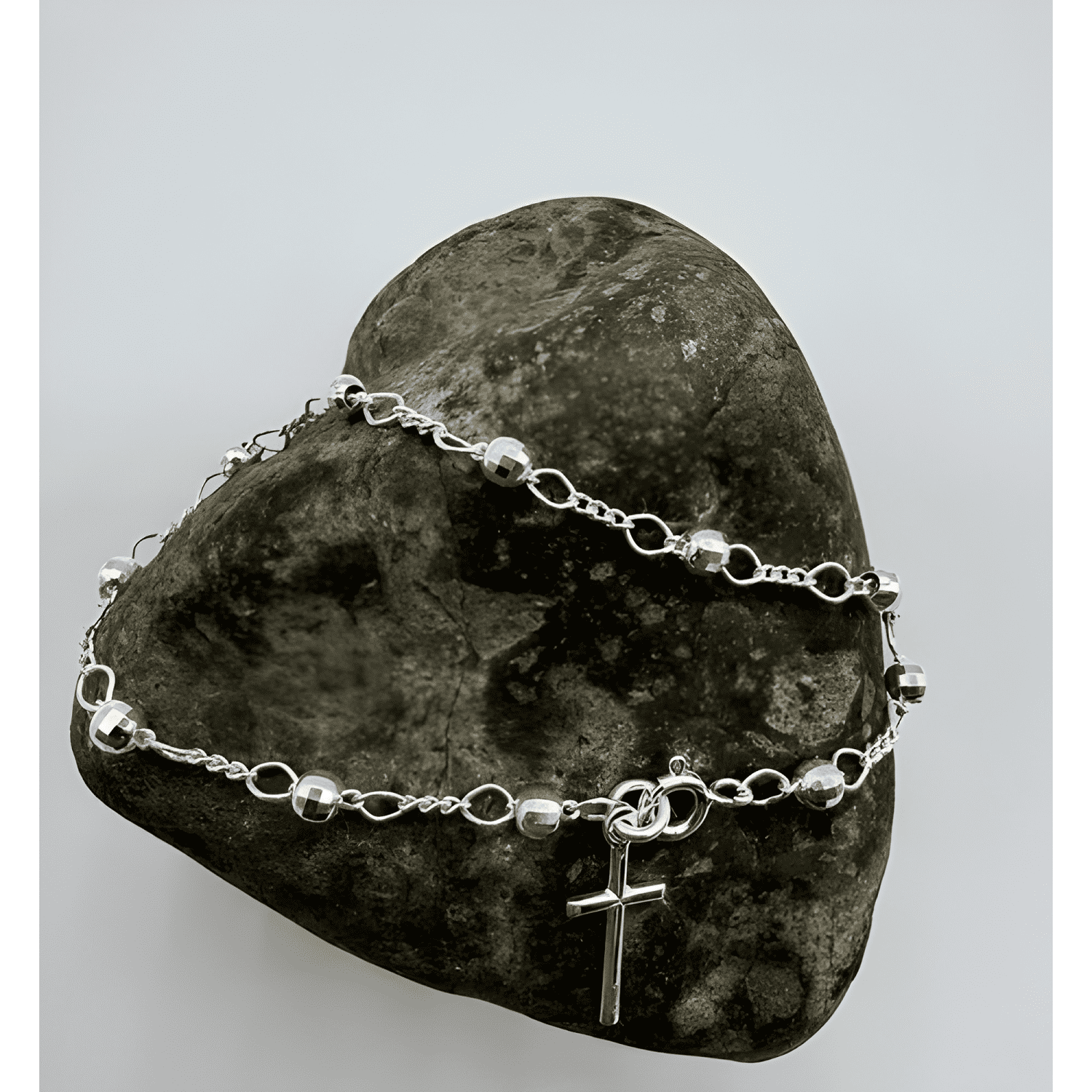 Pulsera rosario mujer plata italiana 925-3