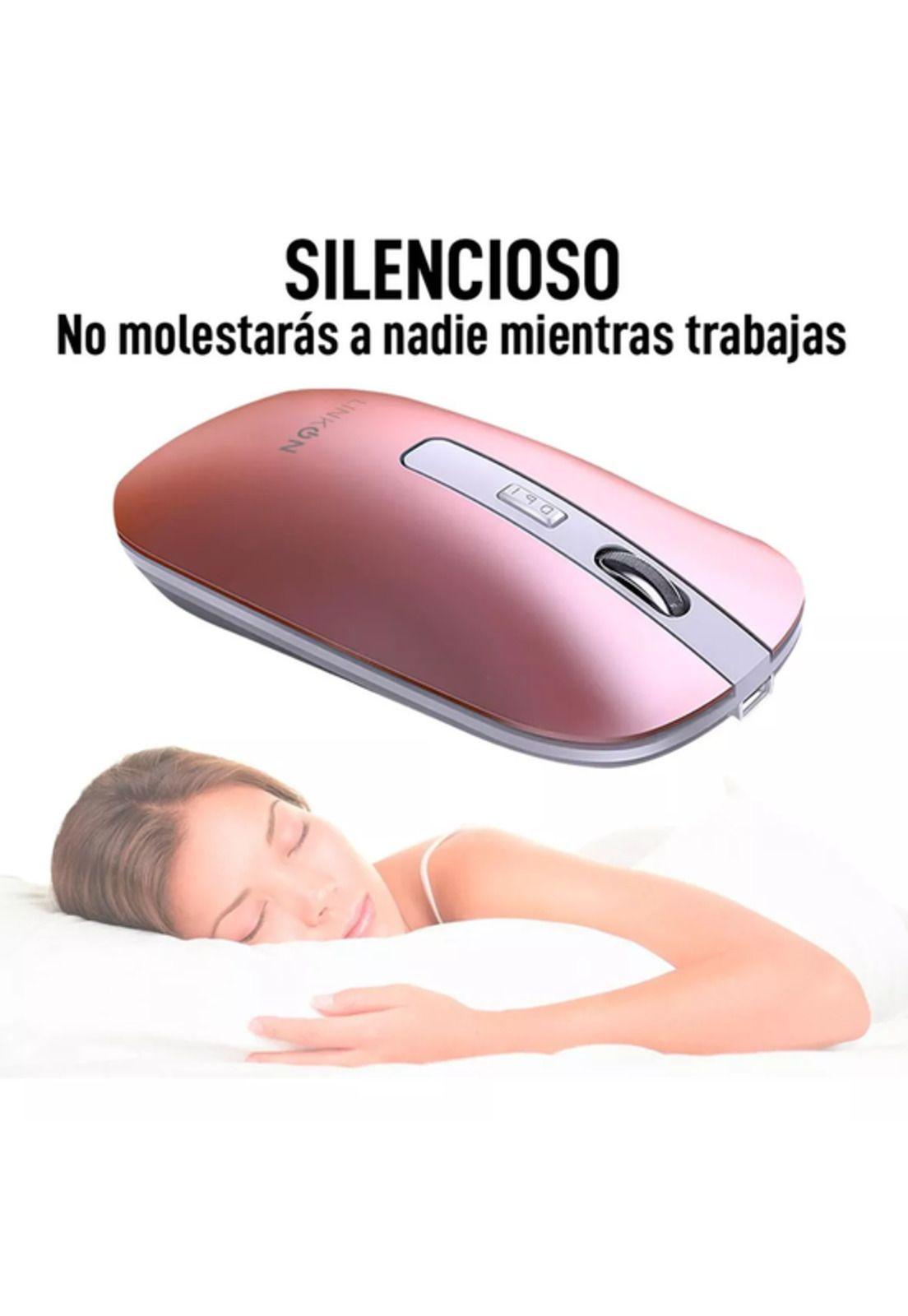 Mouse Inalámbrico Dual Bluetooth USB Recargable para Mac/Windows Rosa Linkon-5
