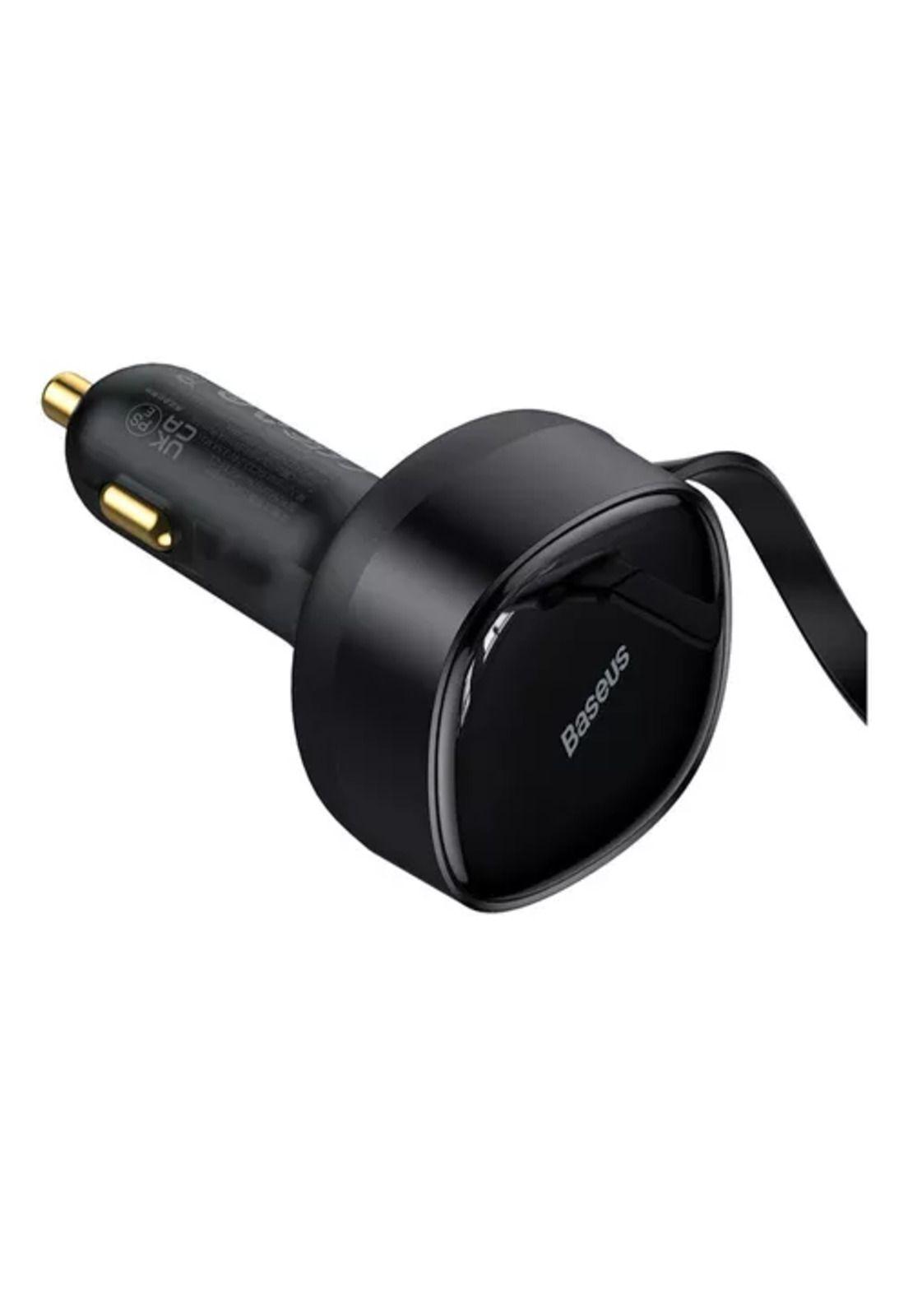 Cargador rápido auto Baseus 2 en 1 cable retráctil 30W negro-2