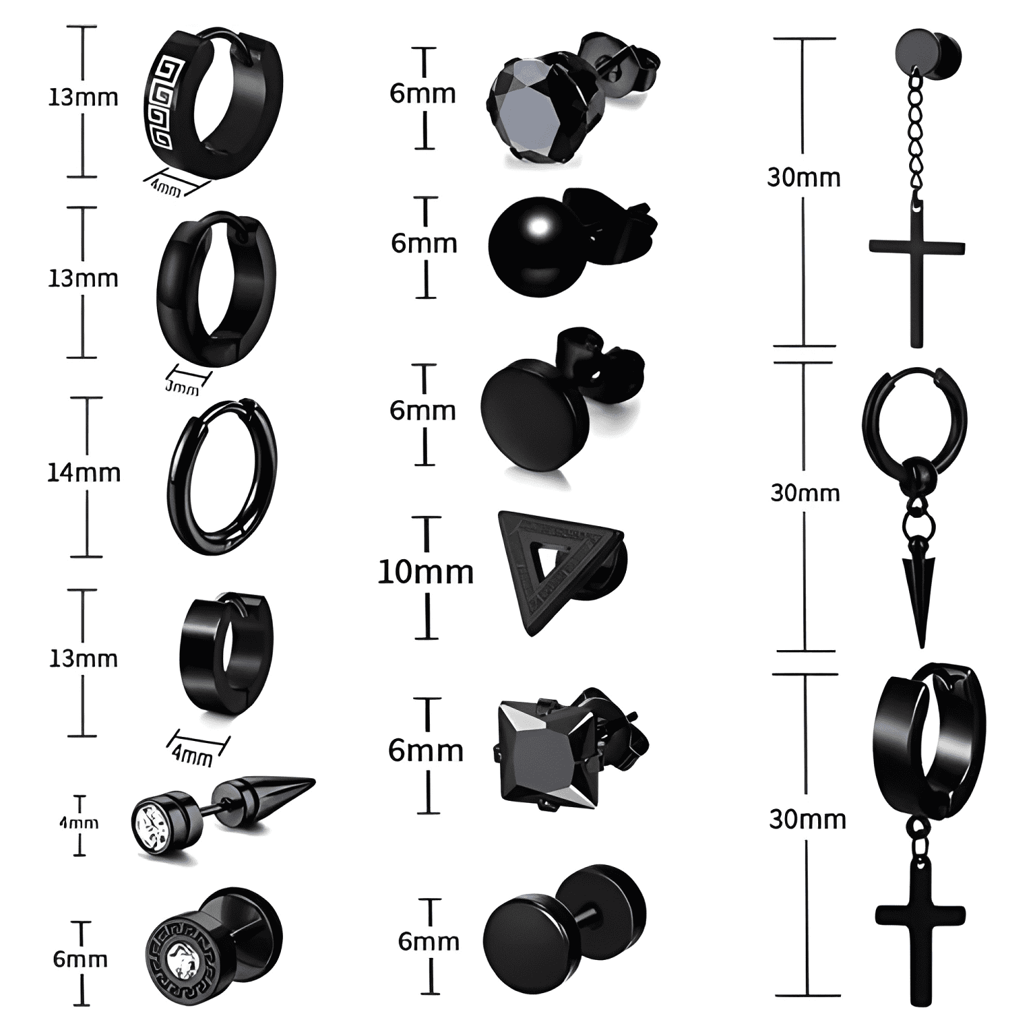 Pack 15 Pares Aretes Hombre Con Piercing, Arracadas Hombre-2
