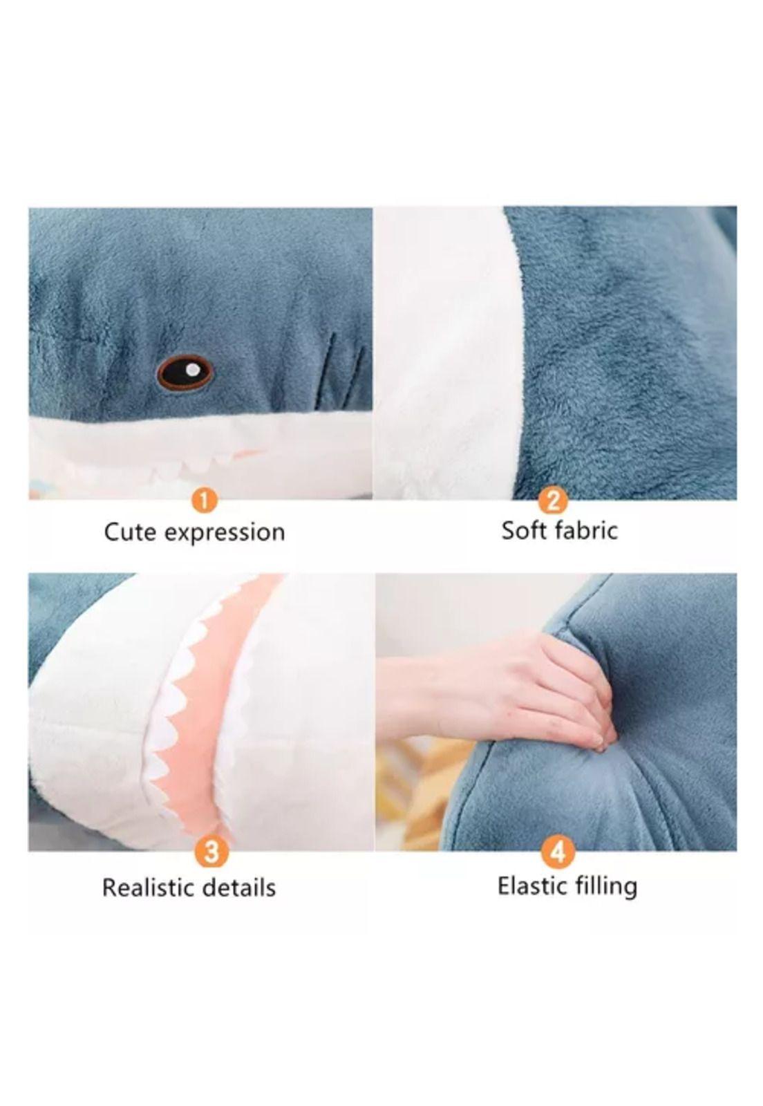 Juguete de peluche suave de tiburón, almohada, 45 cm-5
